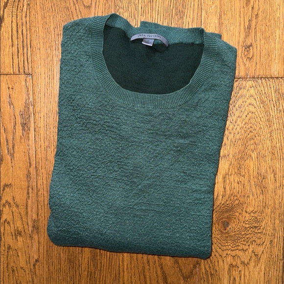 John Varvatos Collection Green Linen Crew Neck Sweater - Picture 12 of 14